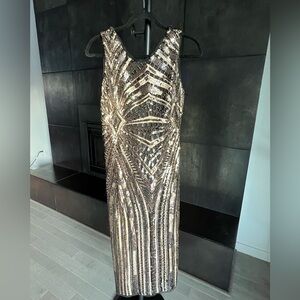 Zara Gold Sequin High Low Dress